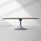 Aero Solid Wood Top Dining Table Tulip Rectangular Dining Table with Cast Steel Pedestal Base