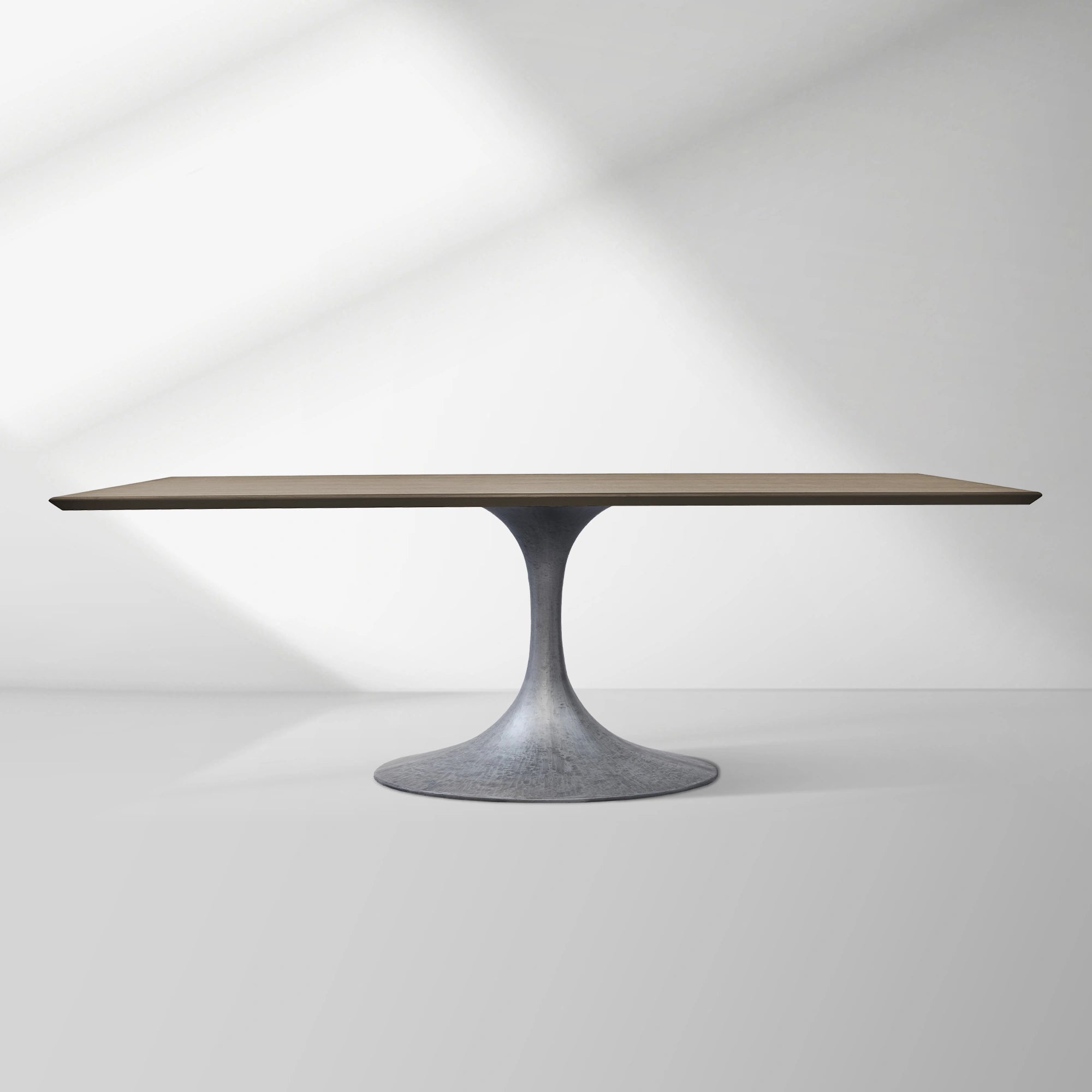 Aero Solid Wood Top Dining Table Tulip Rectangular Dining Table with Cast Steel Pedestal Base