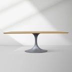 Aero Solid Wood Top Dining Table Tulip Rectangular Dining Table with Cast Steel Pedestal Base