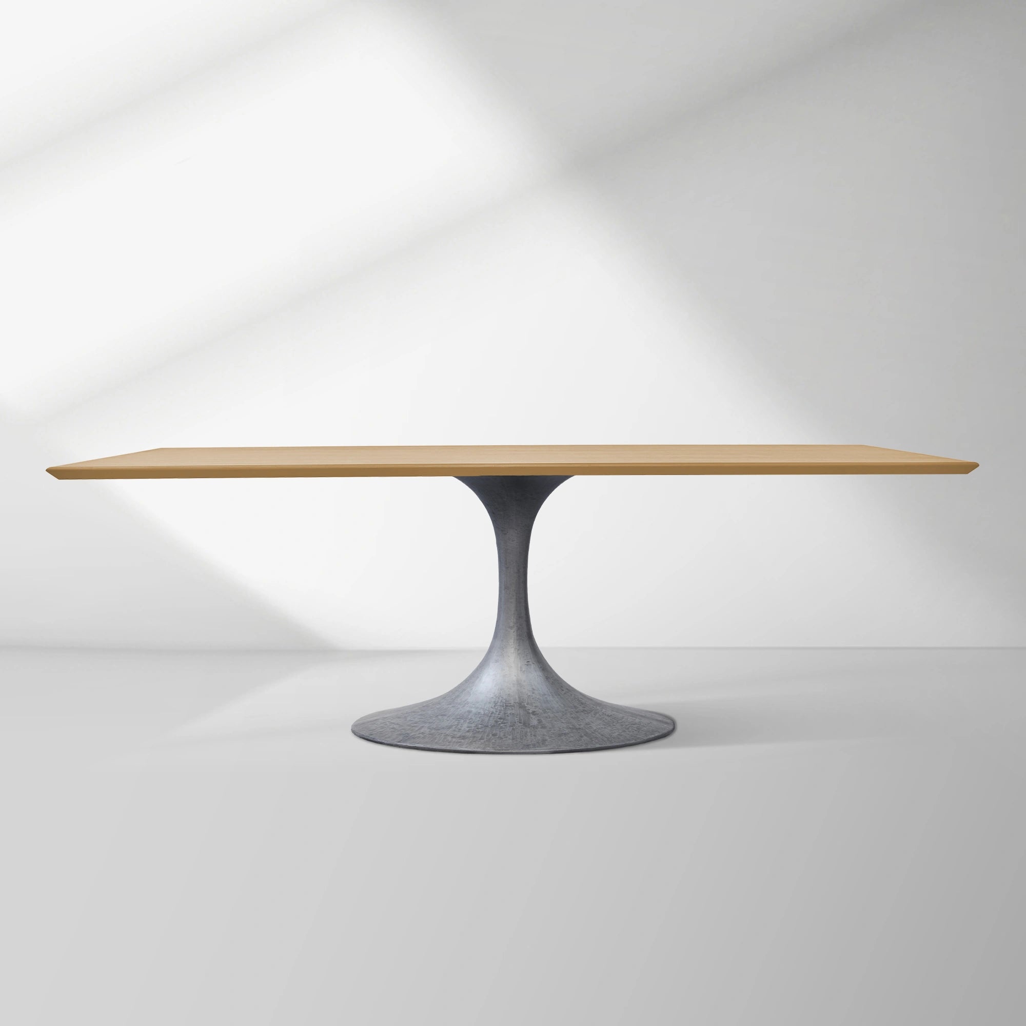 Aero Solid Wood Top Dining Table Tulip Rectangular Dining Table with Cast Steel Pedestal Base