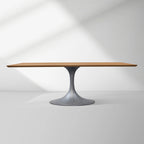 Aero Solid Wood Top Dining Table Tulip Rectangular Dining Table with Cast Steel Pedestal Base