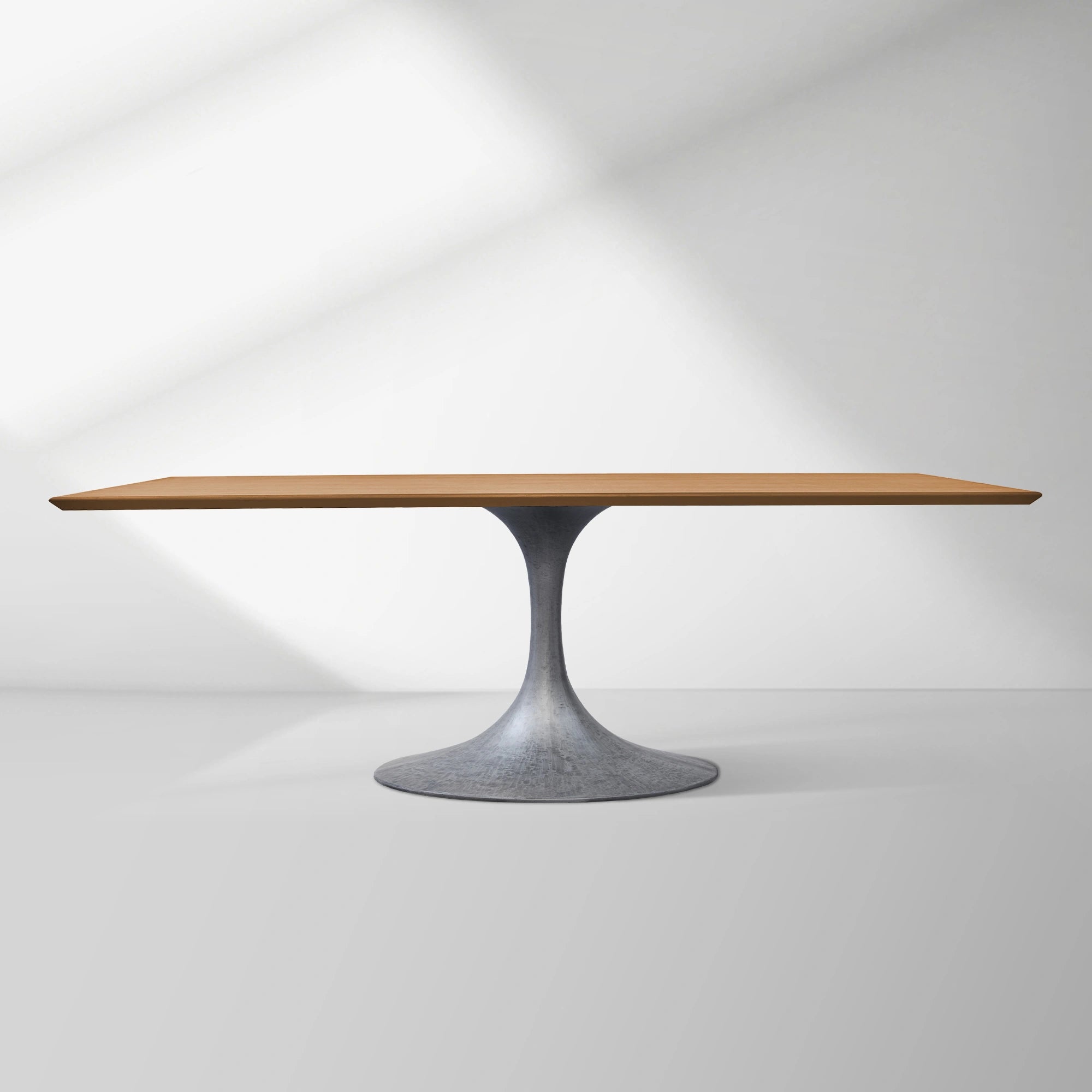 Aero Solid Wood Top Dining Table Tulip Rectangular Dining Table with Cast Steel Pedestal Base