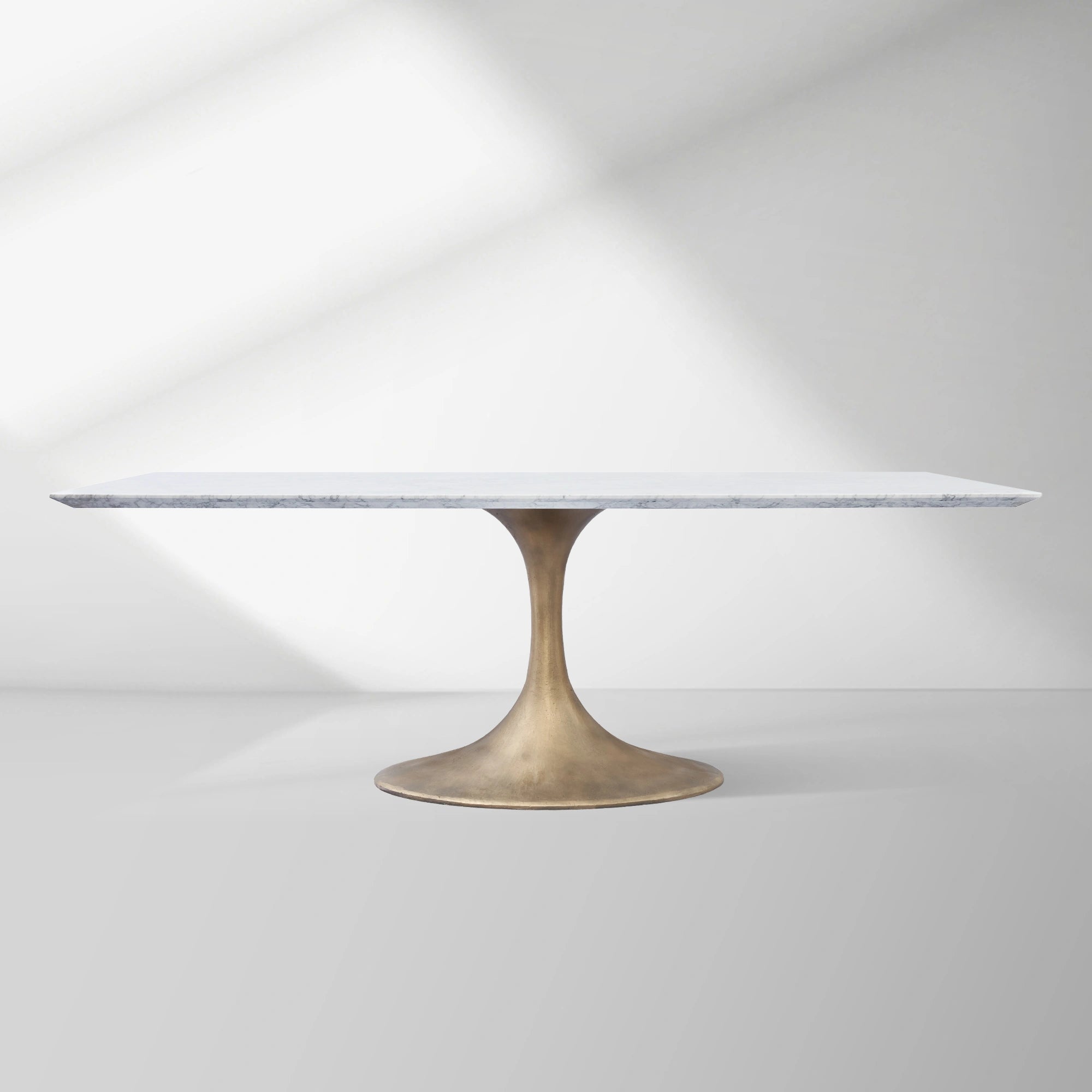 Aero Marble Stone Top Dining Table Tulip Rectangular Dining Table with Cast Steel Pedestal Base