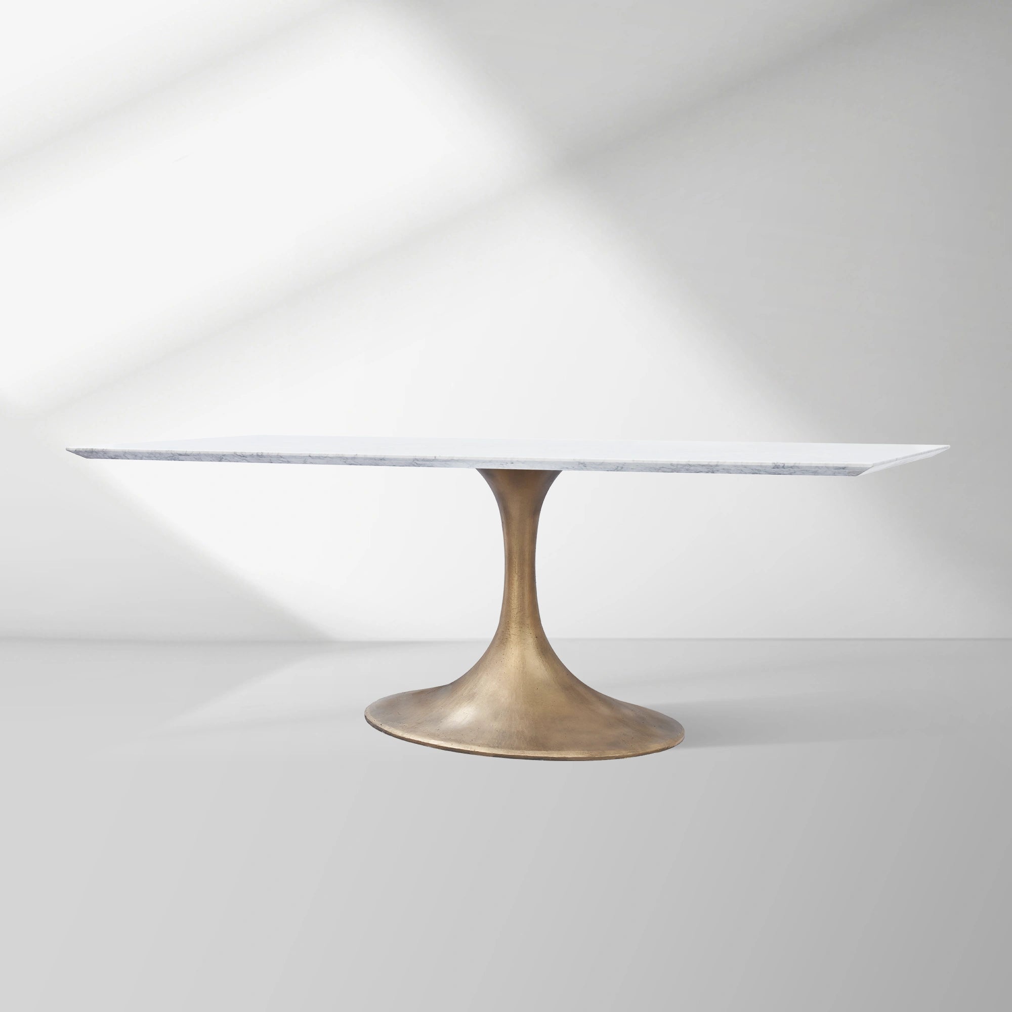 Aero Marble Stone Top Dining Table Tulip Rectangular Dining Table with Cast Steel Pedestal Base