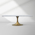 Aero Marble Stone Top Dining Table Tulip Rectangular Dining Table with Cast Steel Pedestal Base