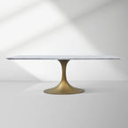 Aero Marble Stone Top Dining Table Tulip Rectangular Dining Table with Cast Steel Pedestal Base