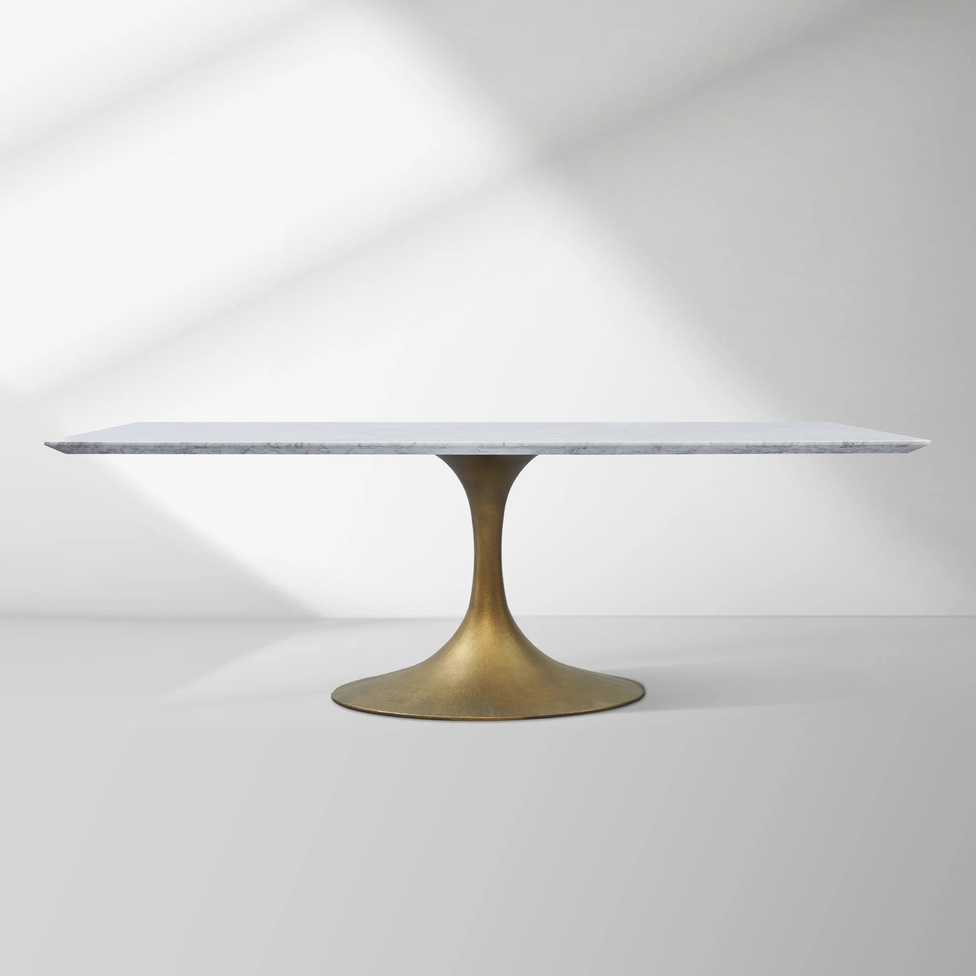 Aero Marble Stone Top Dining Table Tulip Rectangular Dining Table with Cast Steel Pedestal Base