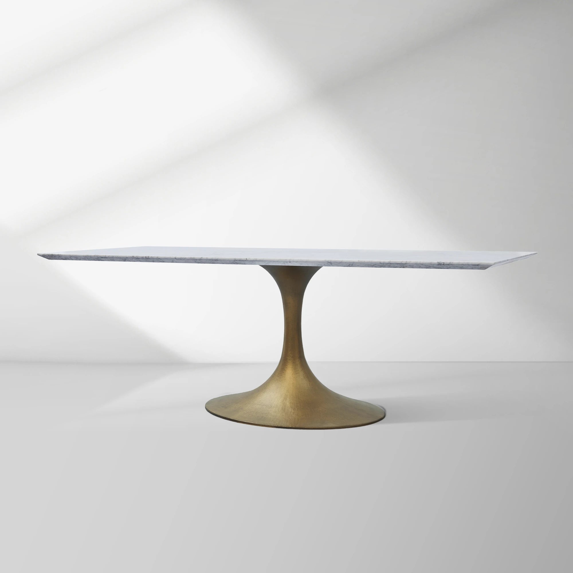 Aero Marble Stone Top Dining Table Tulip Rectangular Dining Table with Cast Steel Pedestal Base