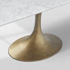 Aero Marble Stone Top Dining Table Tulip Rectangular Dining Table with Cast Steel Pedestal Base