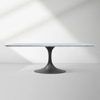 Aero Marble Stone Top Dining Table Tulip Rectangular Dining Table with Cast Steel Pedestal Base