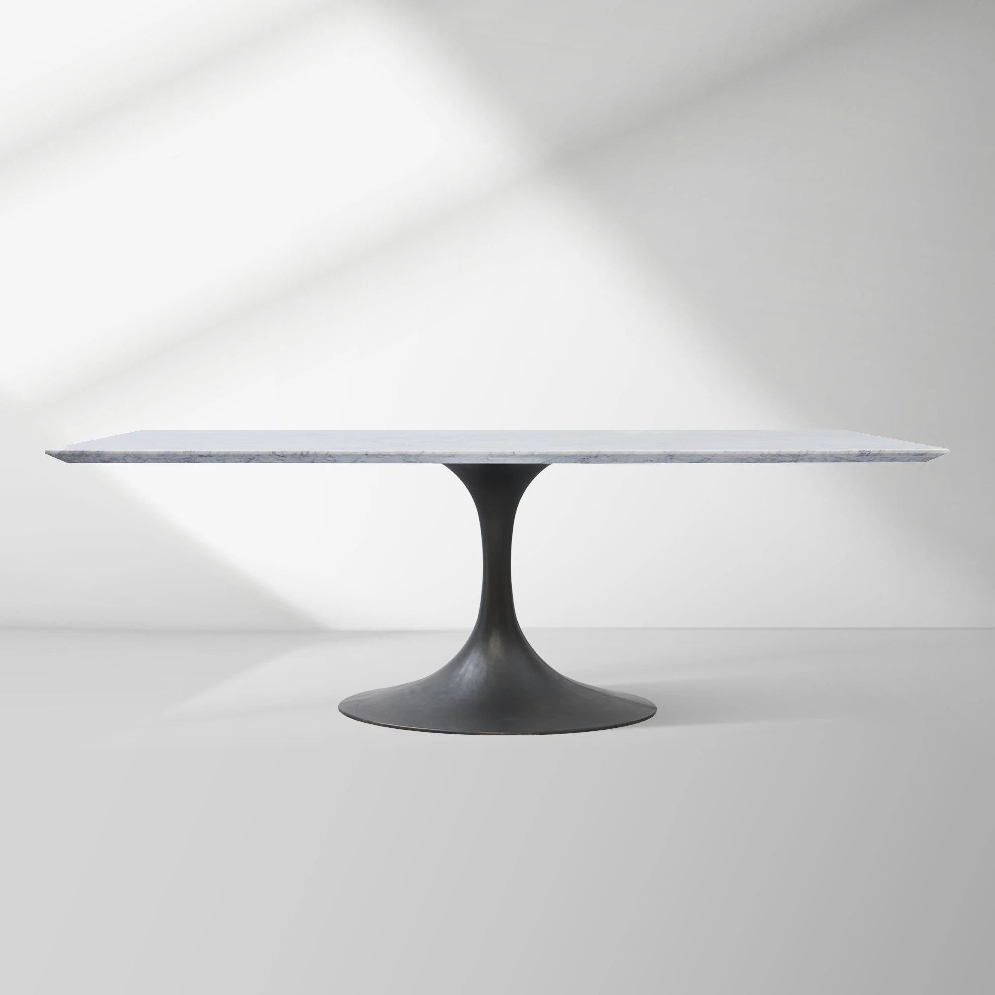 Aero Marble Stone Top Dining Table Tulip Rectangular Dining Table with Cast Steel Pedestal Base