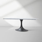 Aero Marble Stone Top Dining Table Tulip Rectangular Dining Table with Cast Steel Pedestal Base