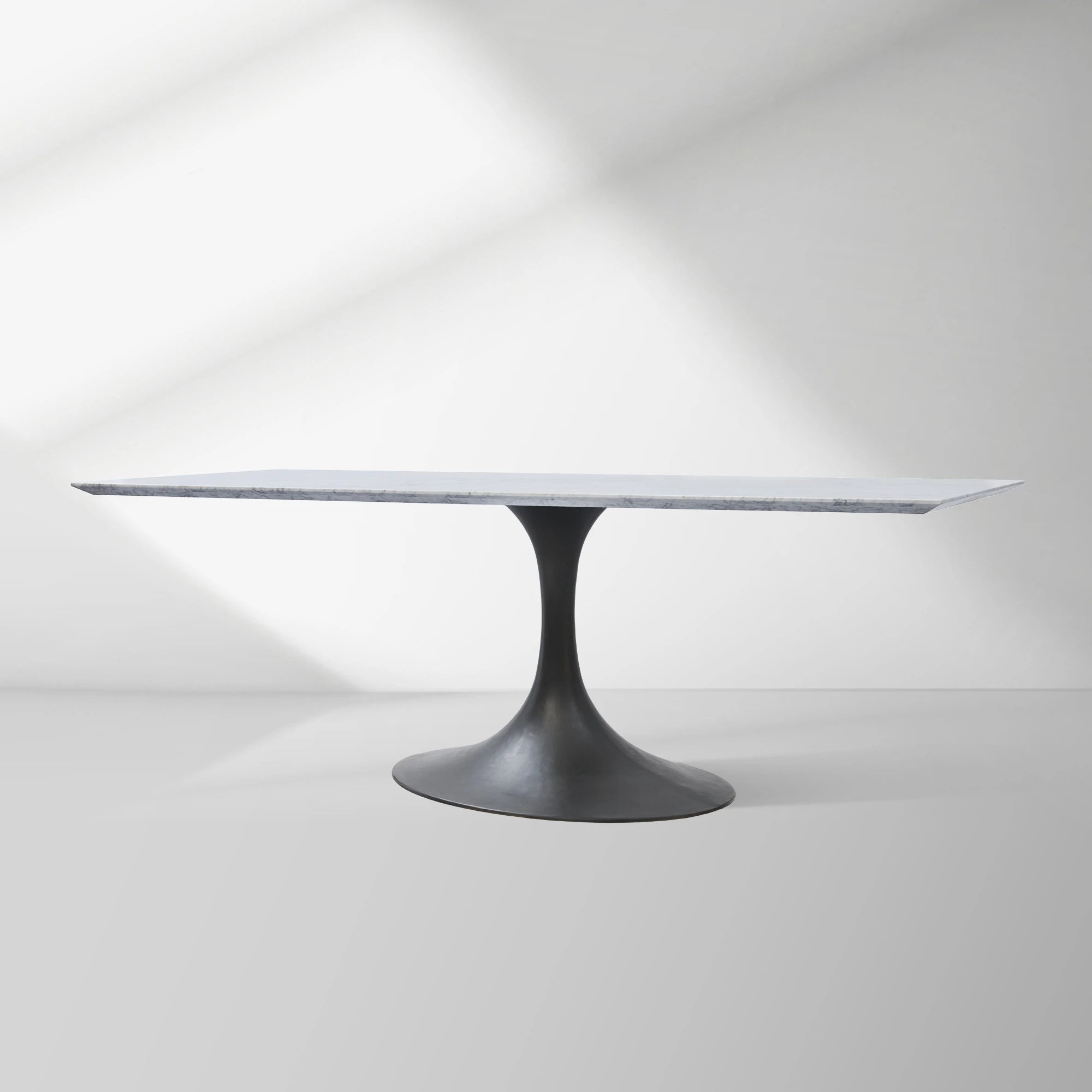 Aero Marble Stone Top Dining Table Tulip Rectangular Dining Table with Cast Steel Pedestal Base