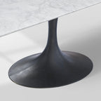 Aero Marble Stone Top Dining Table Tulip Rectangular Dining Table with Cast Steel Pedestal Base