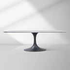Aero Marble Stone Top Dining Table Tulip Rectangular Dining Table with Cast Steel Pedestal Base