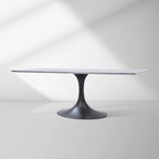 Aero Marble Stone Top Dining Table Tulip Rectangular Dining Table with Cast Steel Pedestal Base