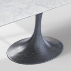Aero Marble Stone Top Dining Table Tulip Rectangular Dining Table with Cast Steel Pedestal Base