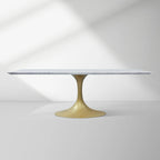Aero Marble Stone Top Dining Table Tulip Rectangular Dining Table with Cast Steel Pedestal Base