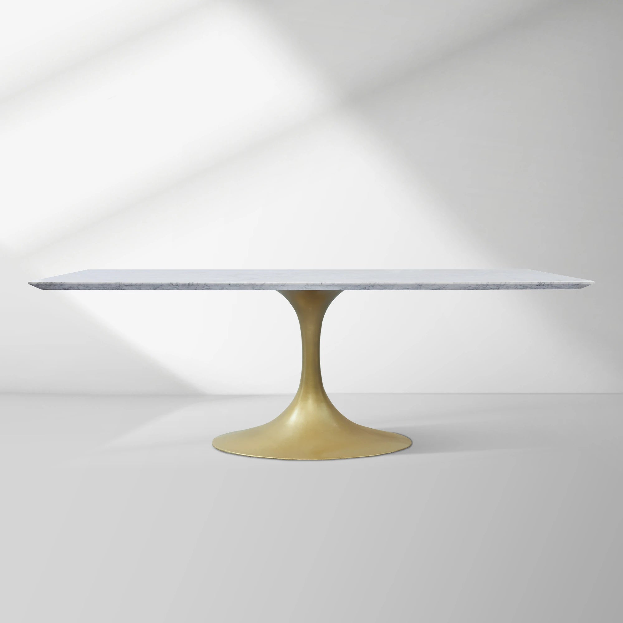 Aero Marble Stone Top Dining Table Tulip Rectangular Dining Table with Cast Steel Pedestal Base