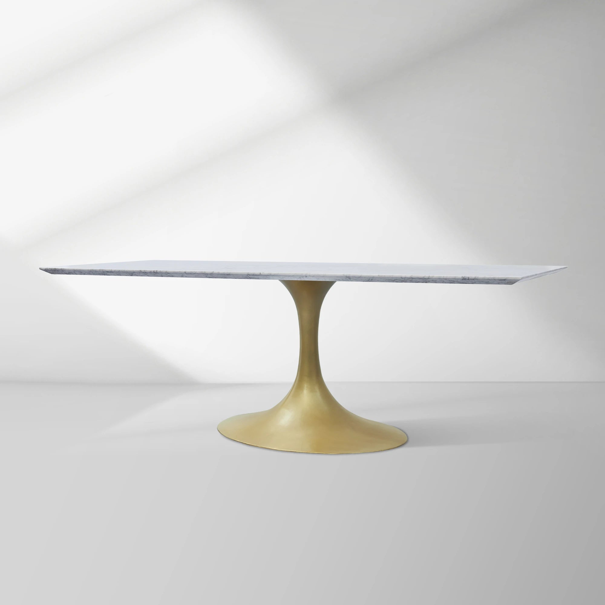 Aero Marble Stone Top Dining Table Tulip Rectangular Dining Table with Cast Steel Pedestal Base