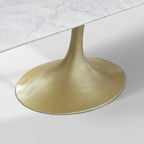 Aero Marble Stone Top Dining Table Tulip Rectangular Dining Table with Cast Steel Pedestal Base