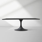 Aero Solid Wood Top Dining Table Tulip Rectangular Dining Table with Cast Steel Pedestal Base