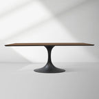 Aero Solid Wood Top Dining Table Tulip Rectangular Dining Table with Cast Steel Pedestal Base