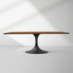Aero Solid Wood Top Dining Table Tulip Rectangular Dining Table with Cast Steel Pedestal Base