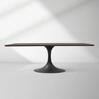 Aero Solid Wood Top Dining Table Tulip Rectangular Dining Table with Cast Steel Pedestal Base