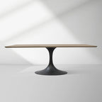 Aero Solid Wood Top Dining Table Tulip Rectangular Dining Table with Cast Steel Pedestal Base
