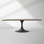 Aero Solid Wood Top Dining Table Tulip Rectangular Dining Table with Cast Steel Pedestal Base