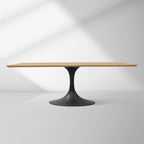 Aero Solid Wood Top Dining Table Tulip Rectangular Dining Table with Cast Steel Pedestal Base