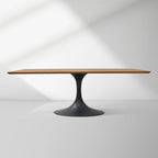 Aero Solid Wood Top Dining Table Tulip Rectangular Dining Table with Cast Steel Pedestal Base
