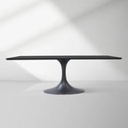 Aero Solid Wood Top Dining Table Tulip Rectangular Dining Table with Cast Steel Pedestal Base