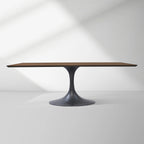 Aero Solid Wood Top Dining Table Tulip Rectangular Dining Table with Cast Steel Pedestal Base
