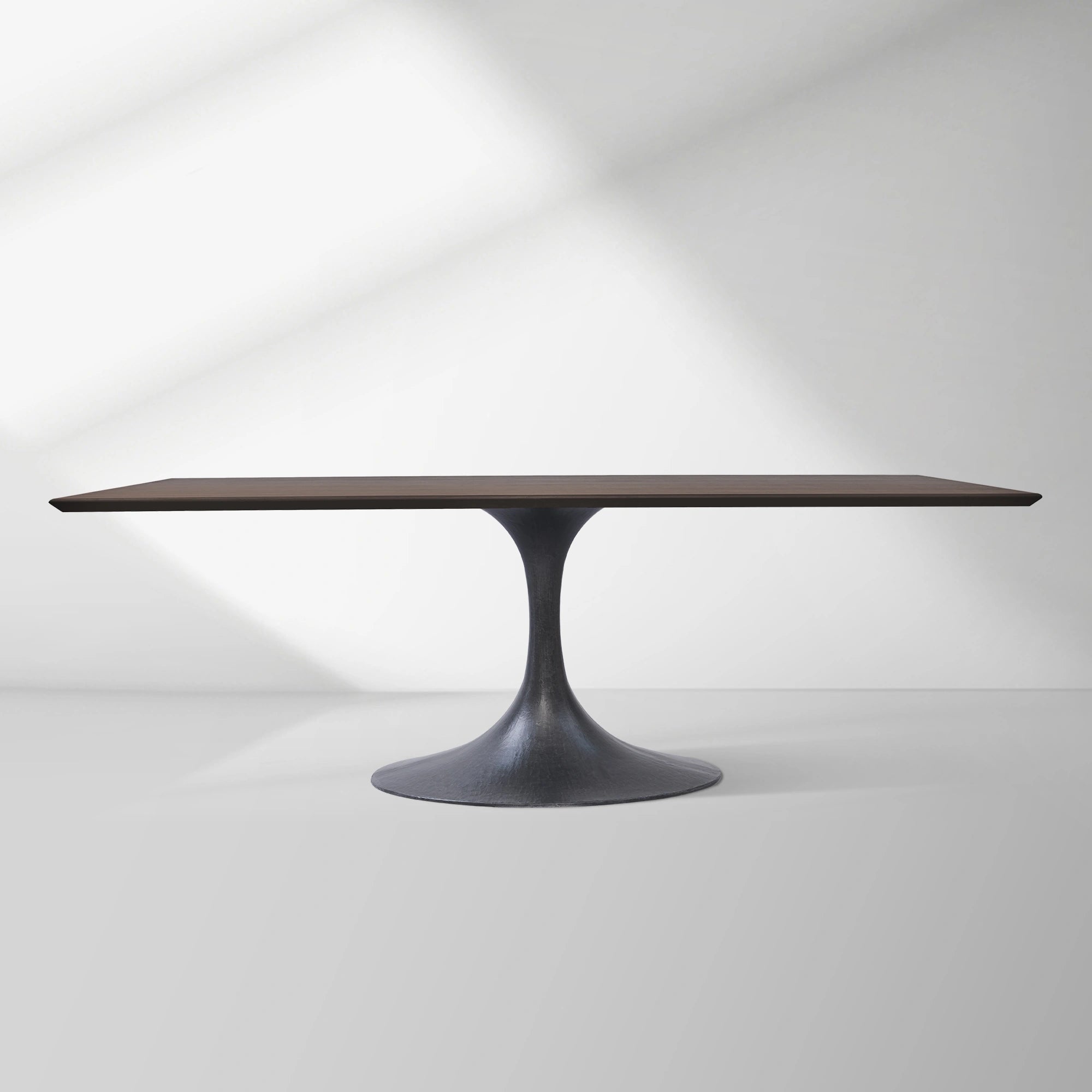 Aero Solid Wood Top Dining Table Tulip Rectangular Dining Table with Cast Steel Pedestal Base