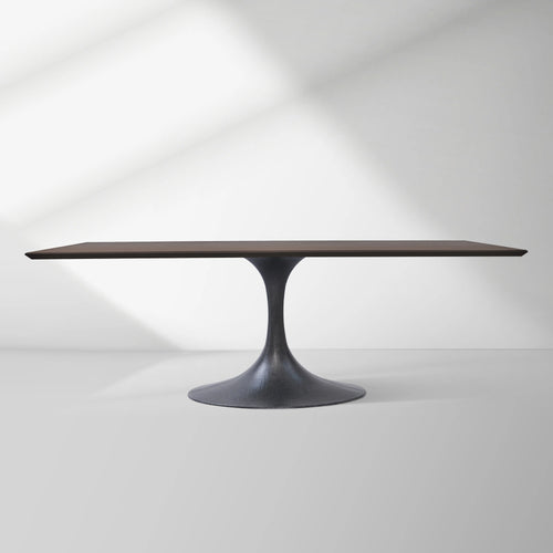 Aero Solid Wood Top Dining Table Tulip Rectangular Dining Table with Cast Steel Pedestal Base