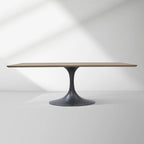 Aero Solid Wood Top Dining Table Tulip Rectangular Dining Table with Cast Steel Pedestal Base