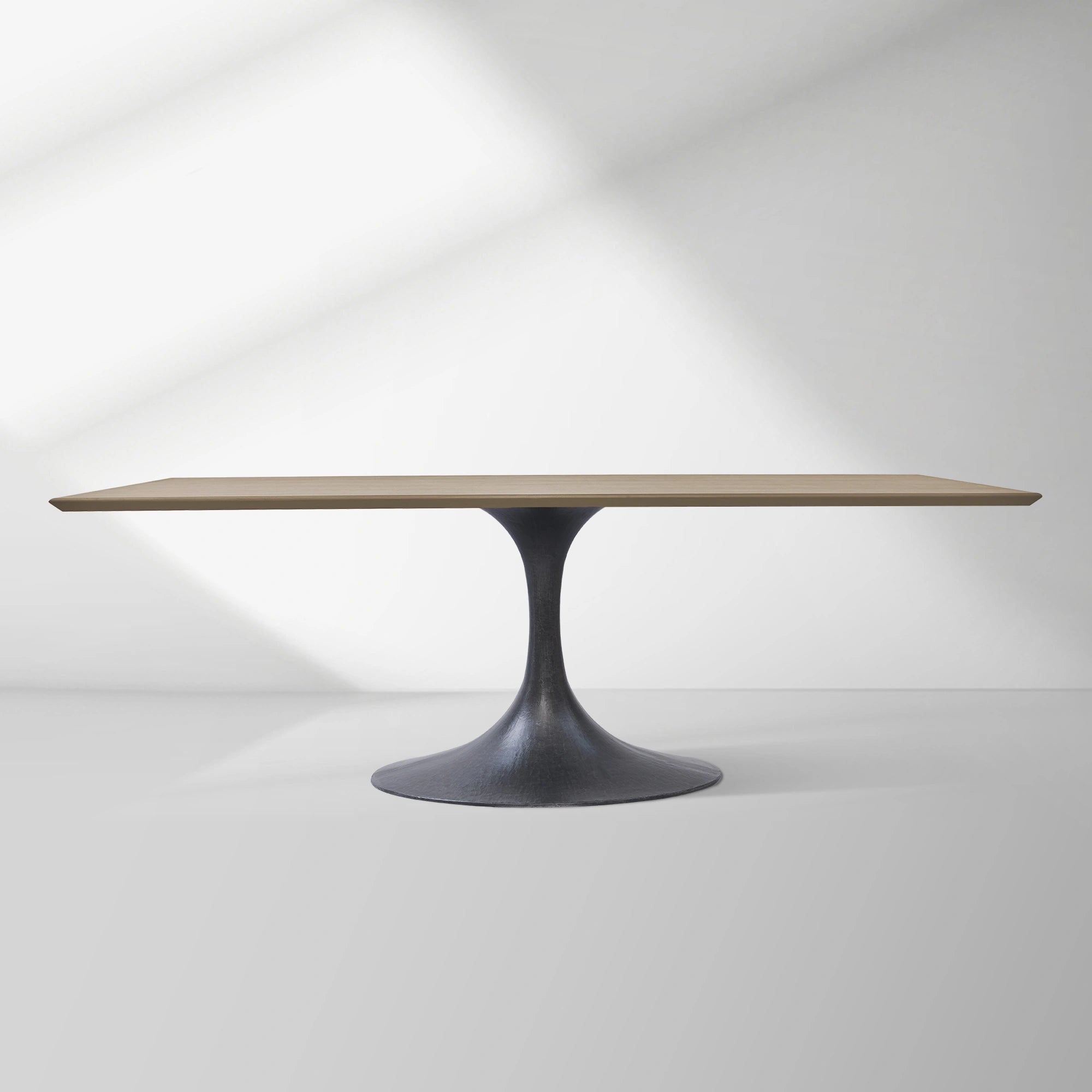 Aero Solid Wood Top Dining Table Tulip Rectangular Dining Table with Cast Steel Pedestal Base