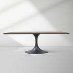 Aero Solid Wood Top Dining Table Tulip Rectangular Dining Table with Cast Steel Pedestal Base