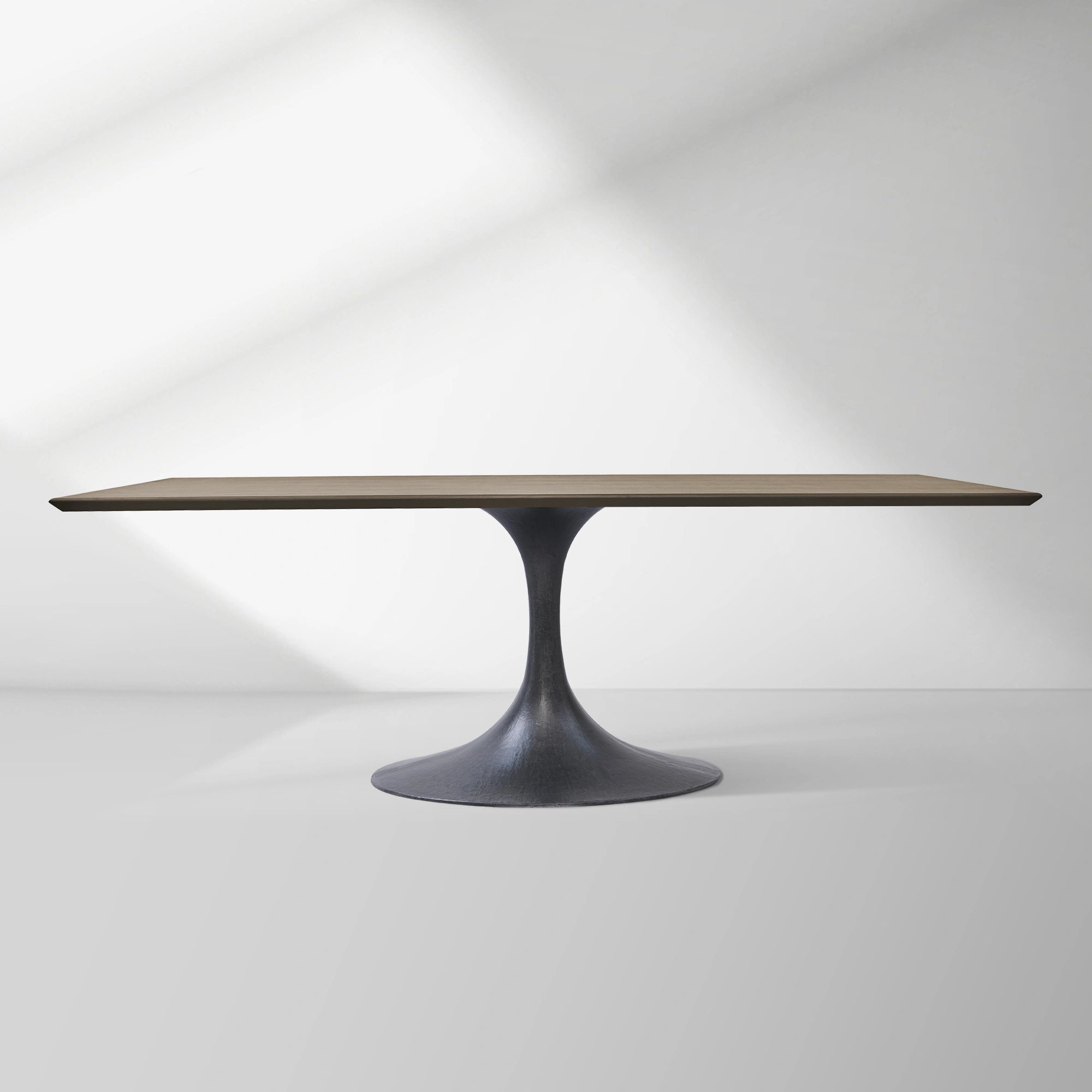 Aero Solid Wood Top Dining Table Tulip Rectangular Dining Table with Cast Steel Pedestal Base