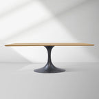 Aero Solid Wood Top Dining Table Tulip Rectangular Dining Table with Cast Steel Pedestal Base