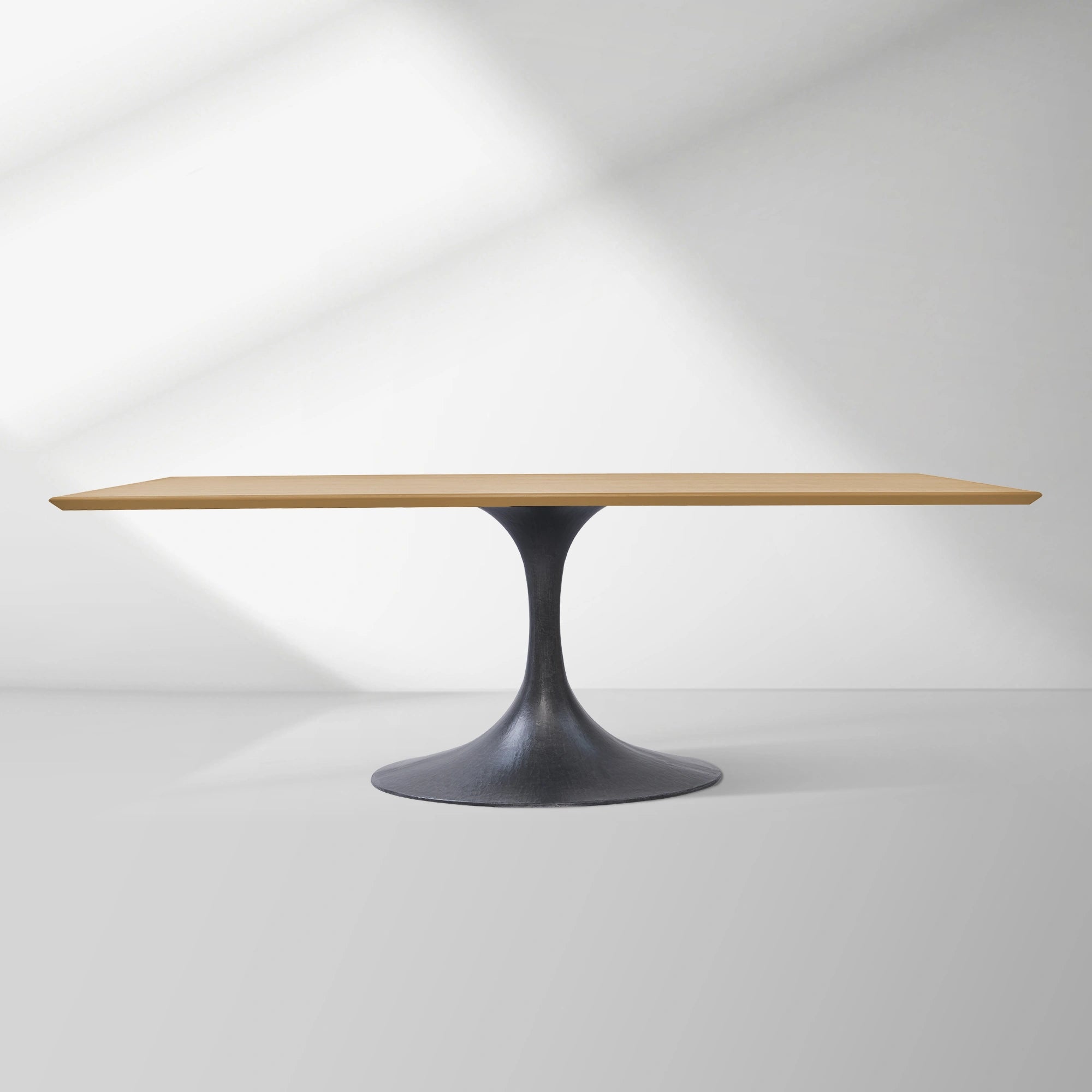 Aero Solid Wood Top Dining Table Tulip Rectangular Dining Table with Cast Steel Pedestal Base