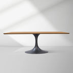 Aero Solid Wood Top Dining Table Tulip Rectangular Dining Table with Cast Steel Pedestal Base