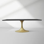 Aero Solid Wood Top Dining Table Tulip Rectangular Dining Table with Cast Steel Pedestal Base