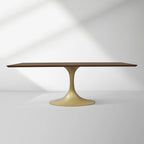 Aero Solid Wood Top Dining Table Tulip Rectangular Dining Table with Cast Steel Pedestal Base