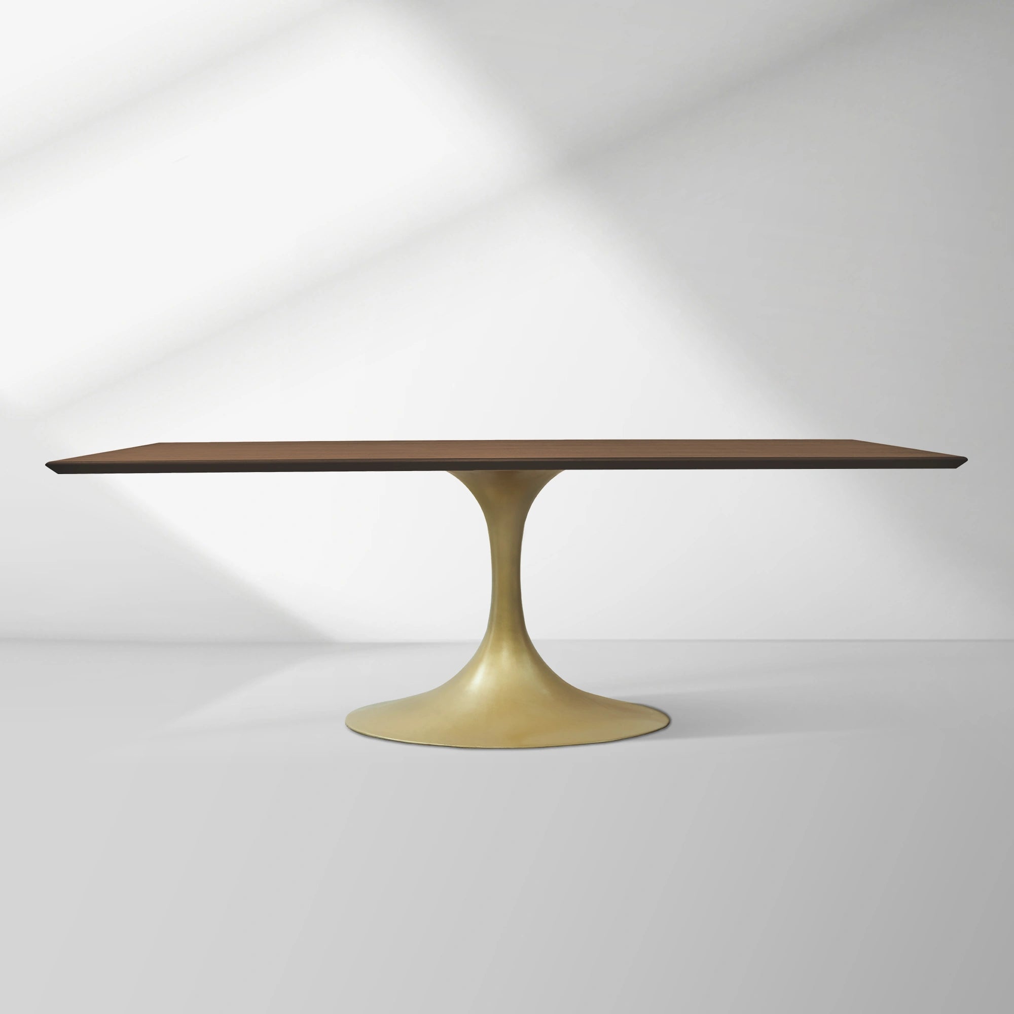 Aero Solid Wood Top Dining Table Tulip Rectangular Dining Table with Cast Steel Pedestal Base