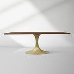 Aero Solid Wood Top Dining Table Tulip Rectangular Dining Table with Cast Steel Pedestal Base