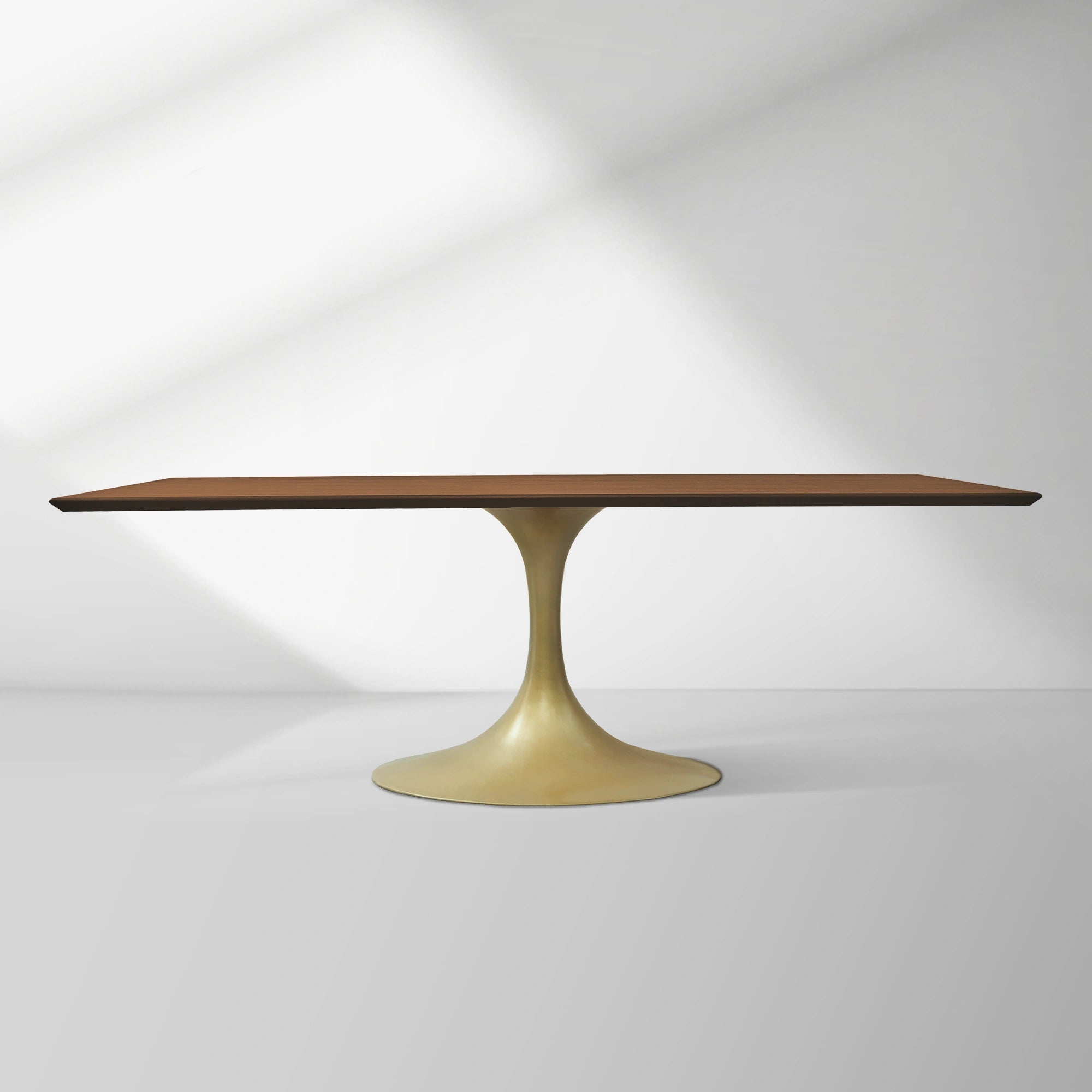 Aero Solid Wood Top Dining Table Tulip Rectangular Dining Table with Cast Steel Pedestal Base