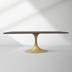 Aero Solid Wood Top Dining Table Tulip Rectangular Dining Table with Cast Steel Pedestal Base